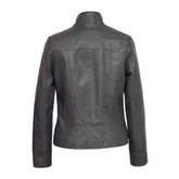 Graue Slim-Fit-Motorradjacke aus Schaffell für Damen